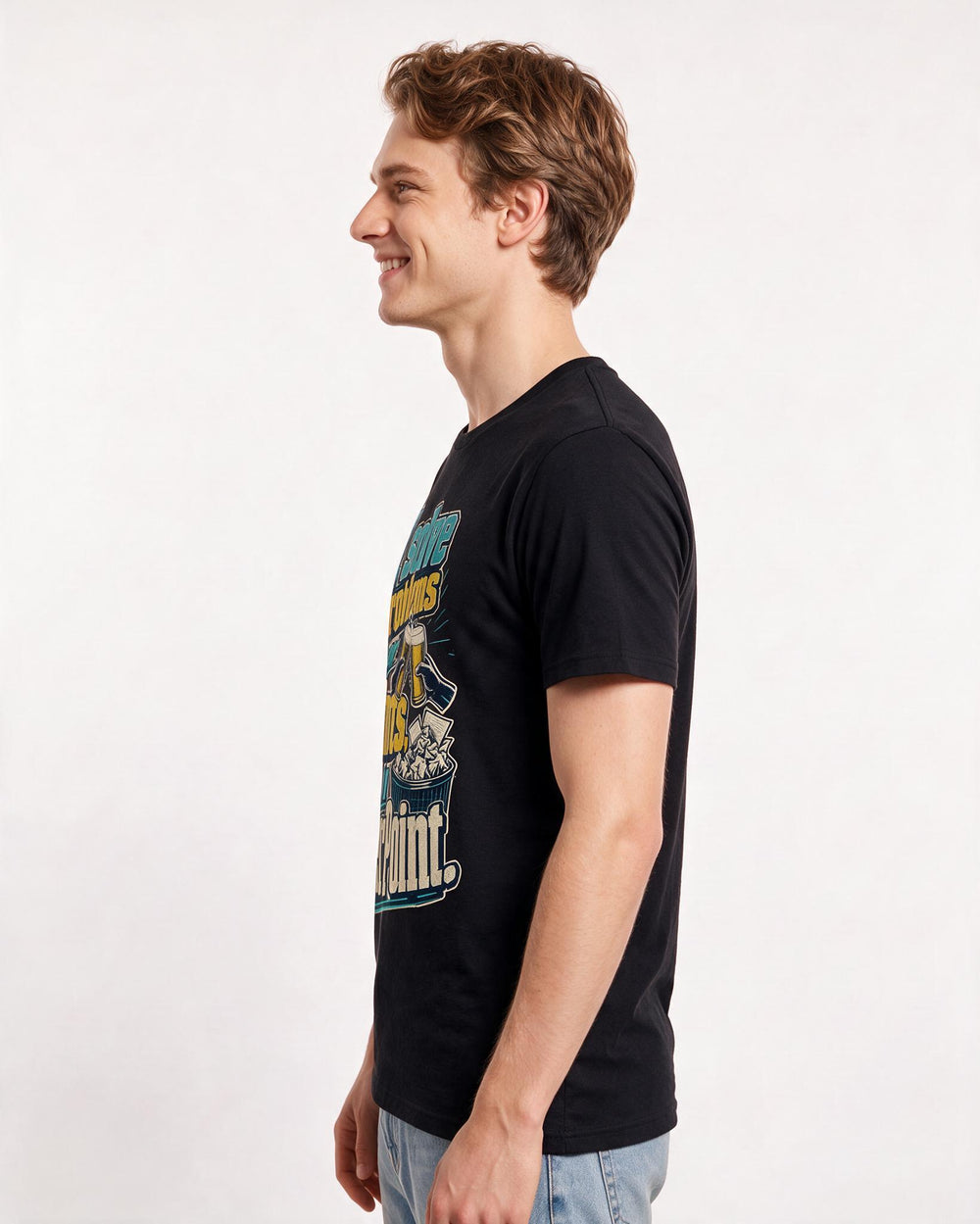 Funny Beer Men's Black T-Shirt – I solve problems over pints, not in product image 2