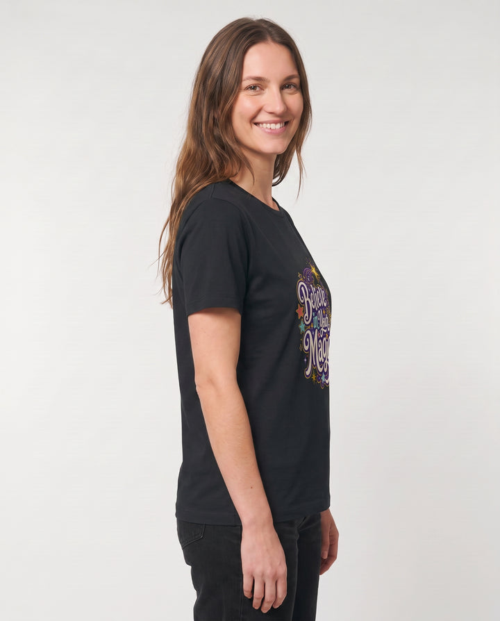 Believe In Your Magic Black T-Shirt mockup 2