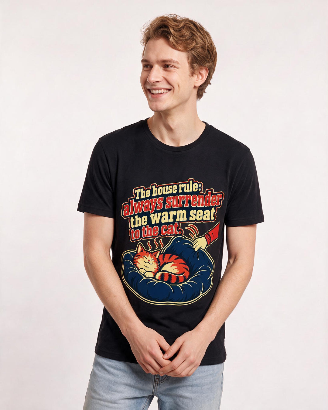 Cat Lover Black T-Shirt for Men – Everyday Expression Graphic Tee product image 1