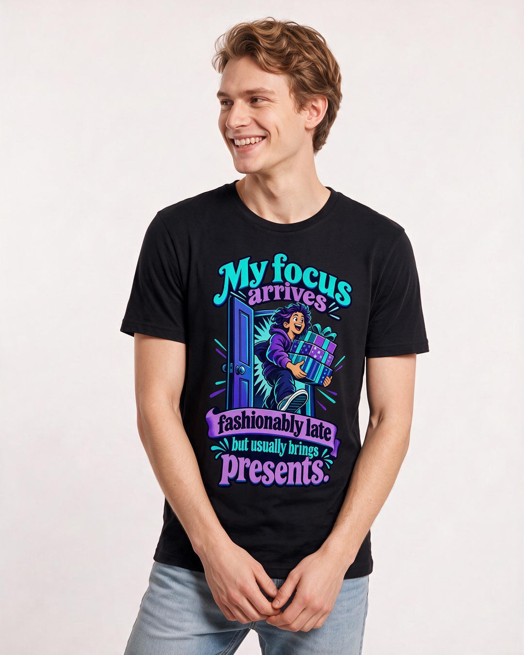 Neurodiversity Black T-Shirt for Men – Everyday Expression Graphic Tee product image 1