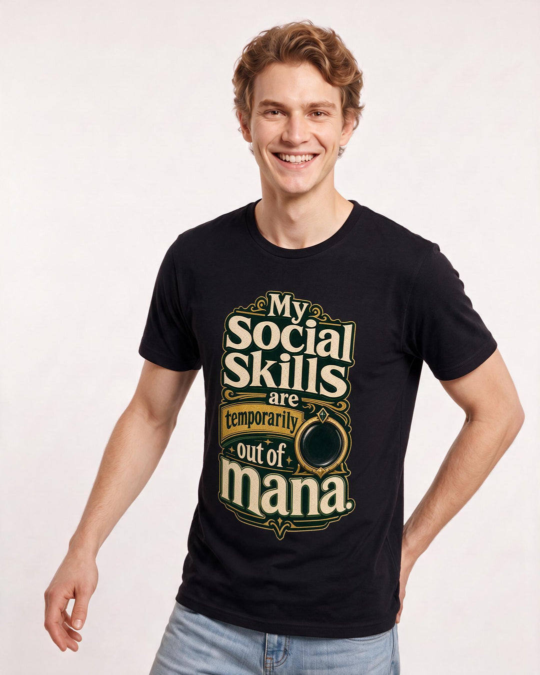 Funny Gaming Men's Black T-Shirt – My social skills are temporarily out of mana. product image 3