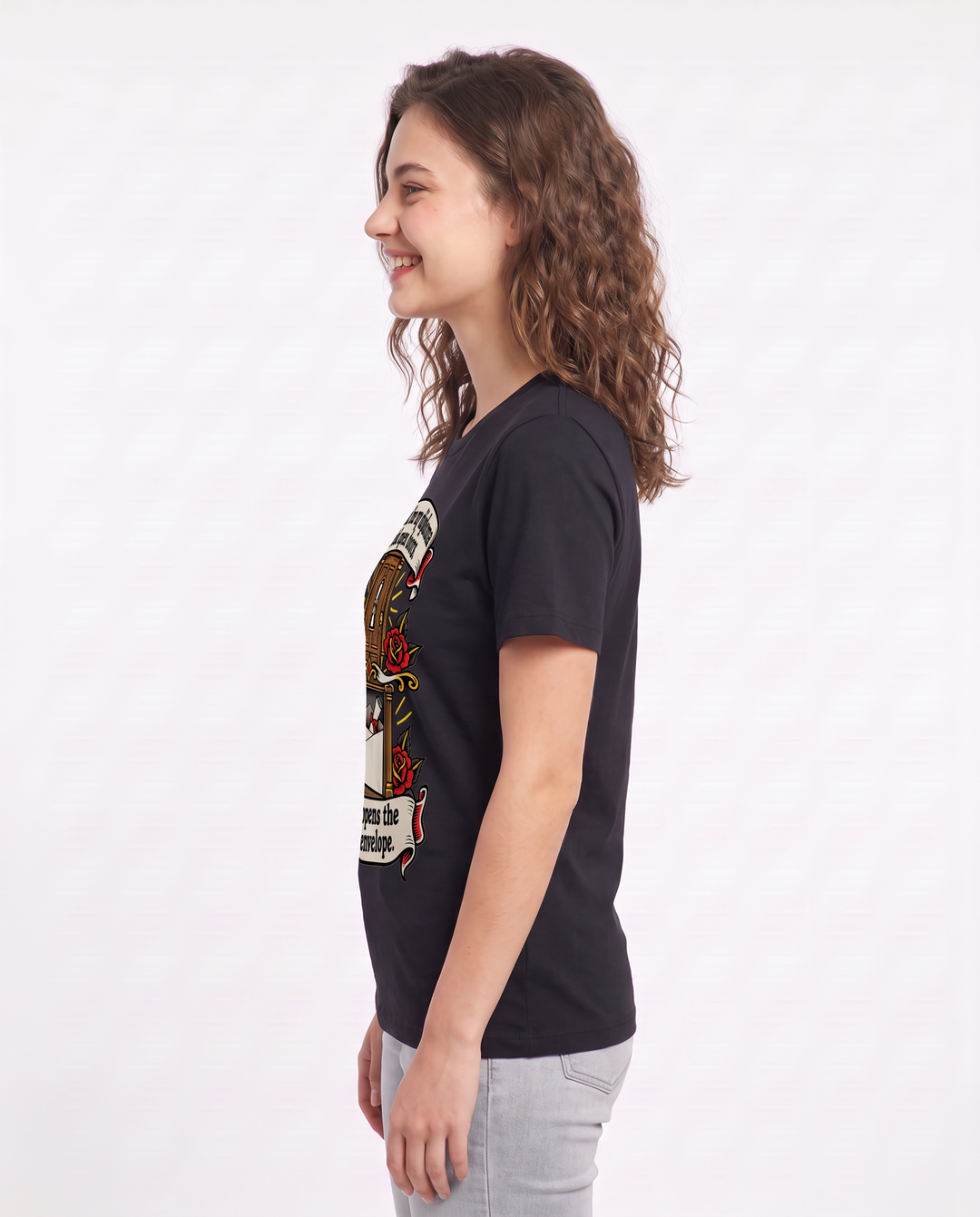 They told me my diploma would open doors. It only opens the return envelope. Women's Black T-Shirt product image 3