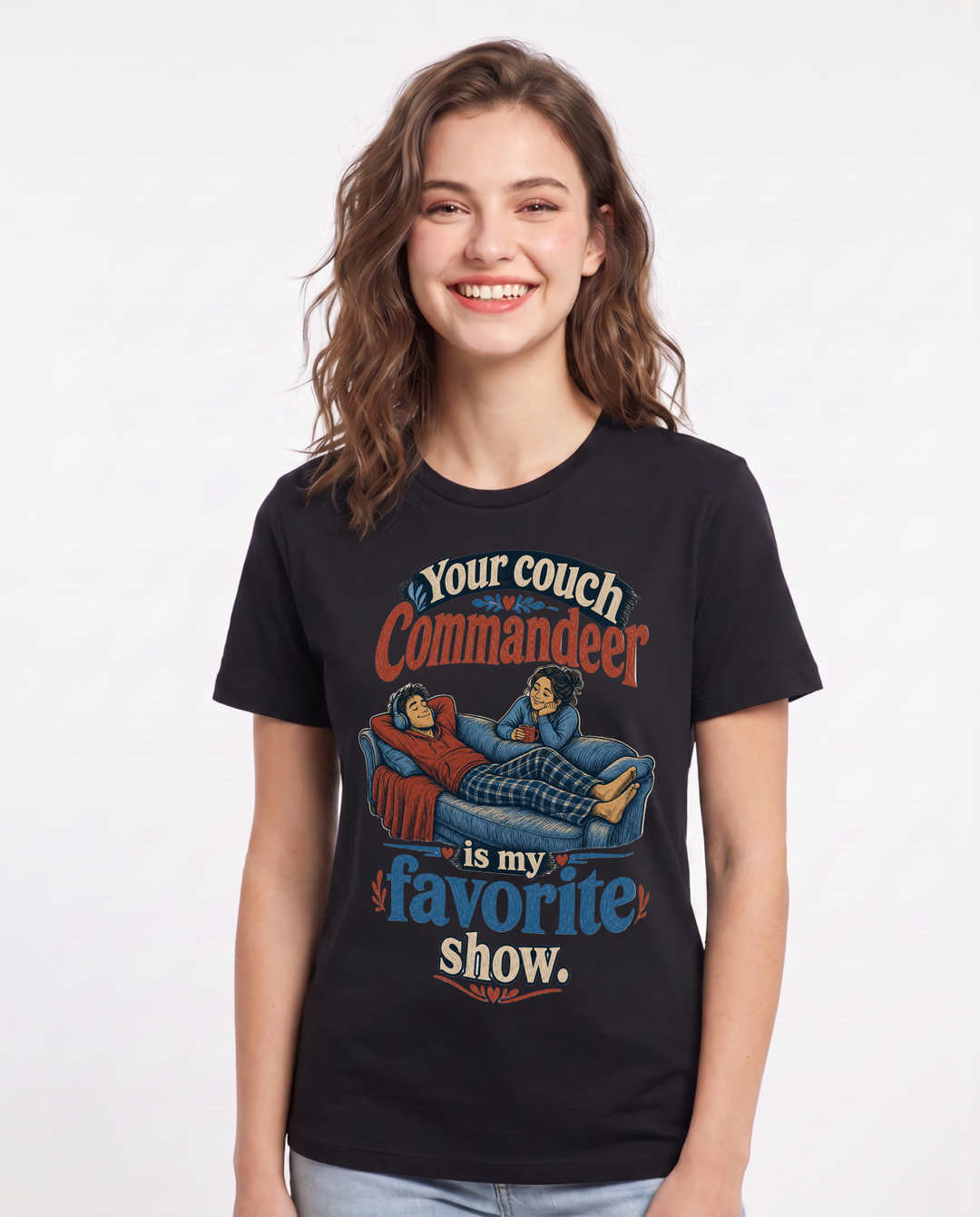 Couples Black T-Shirt for Women – Everyday Expression Graphic Tee product image 3