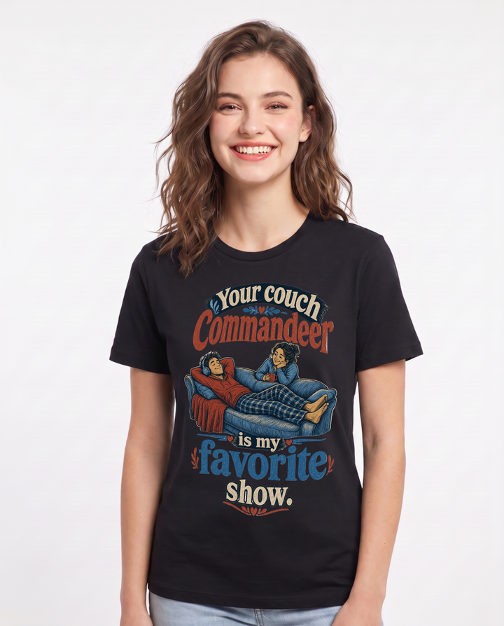 Couples Black T-Shirt for Women – Everyday Expression Graphic Tee product image 3