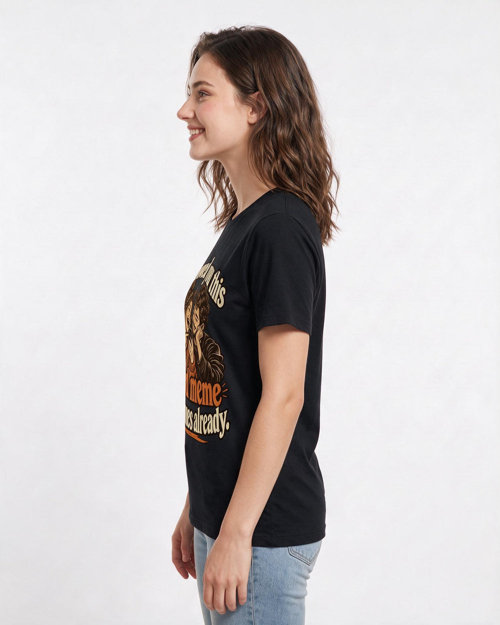 Couples Black T-Shirt for Women – Everyday Expression Graphic Tee product image 2
