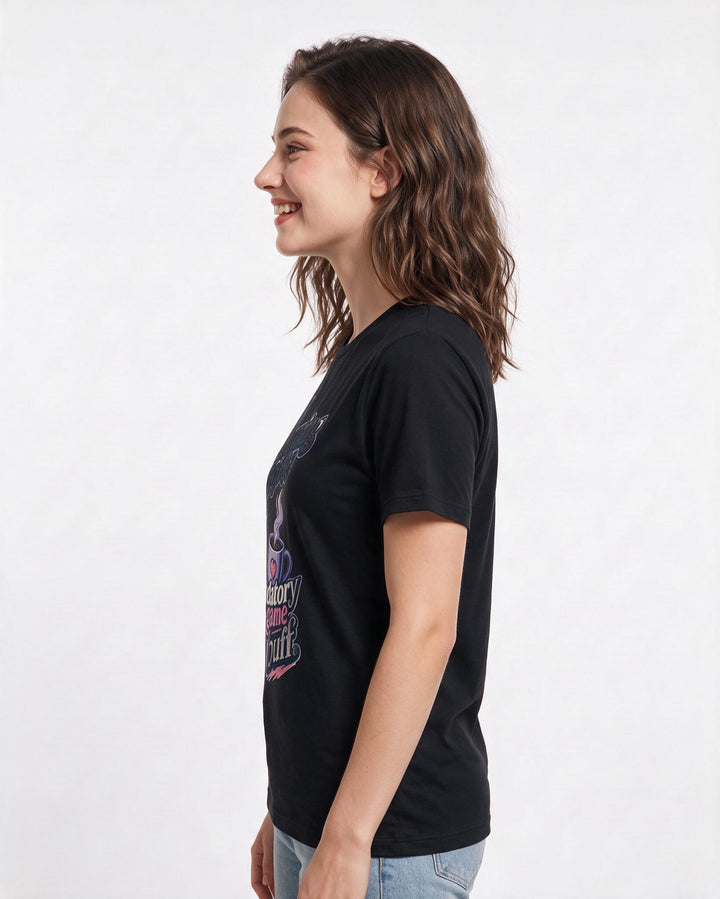 Gaming Women's Black T-Shirt – My morning coffee is a mandatory pre-game buff. product image 2