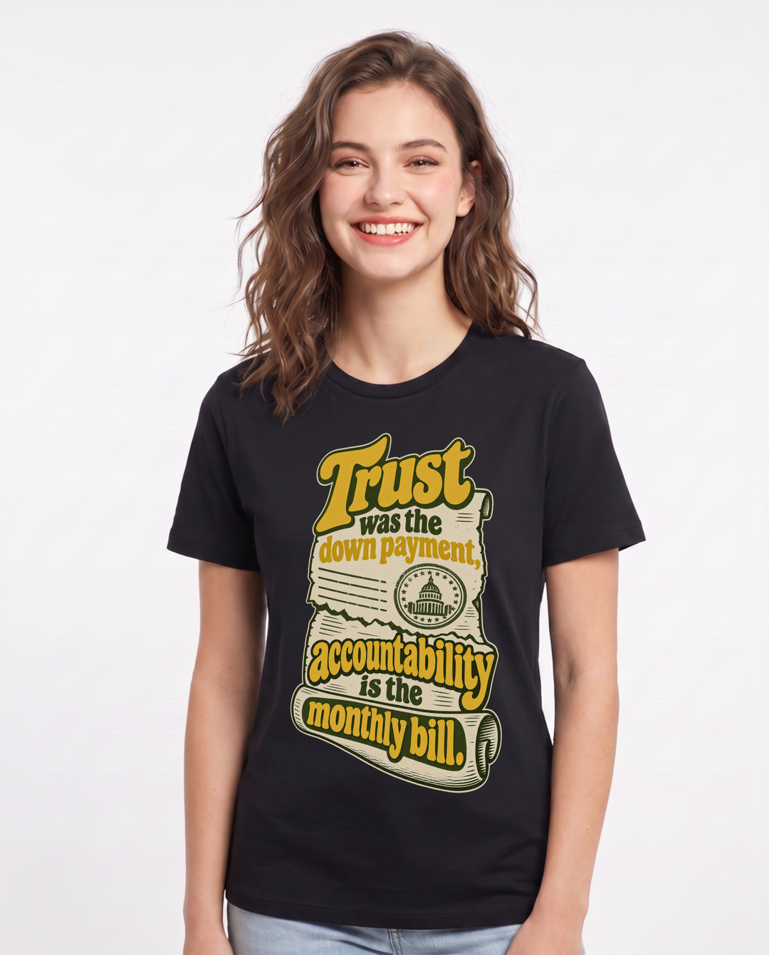 Political Statement Black T-Shirt for Women – Everyday Expression Graphic Tee product image 3