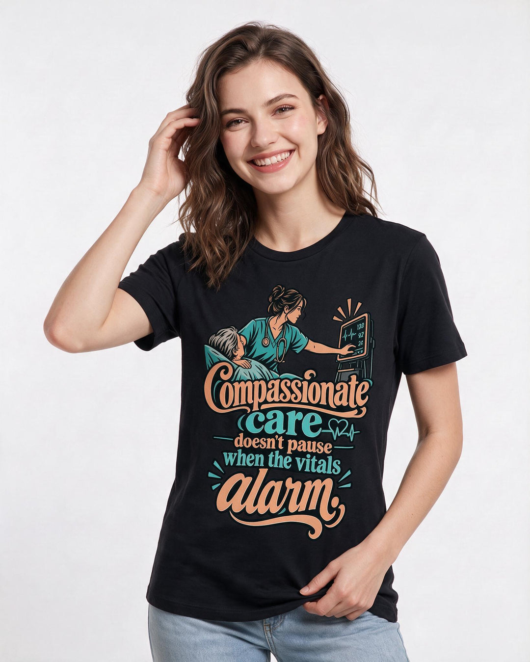 Nurse Black T-Shirt for Women – Nursing Life Graphic Tee product image 1