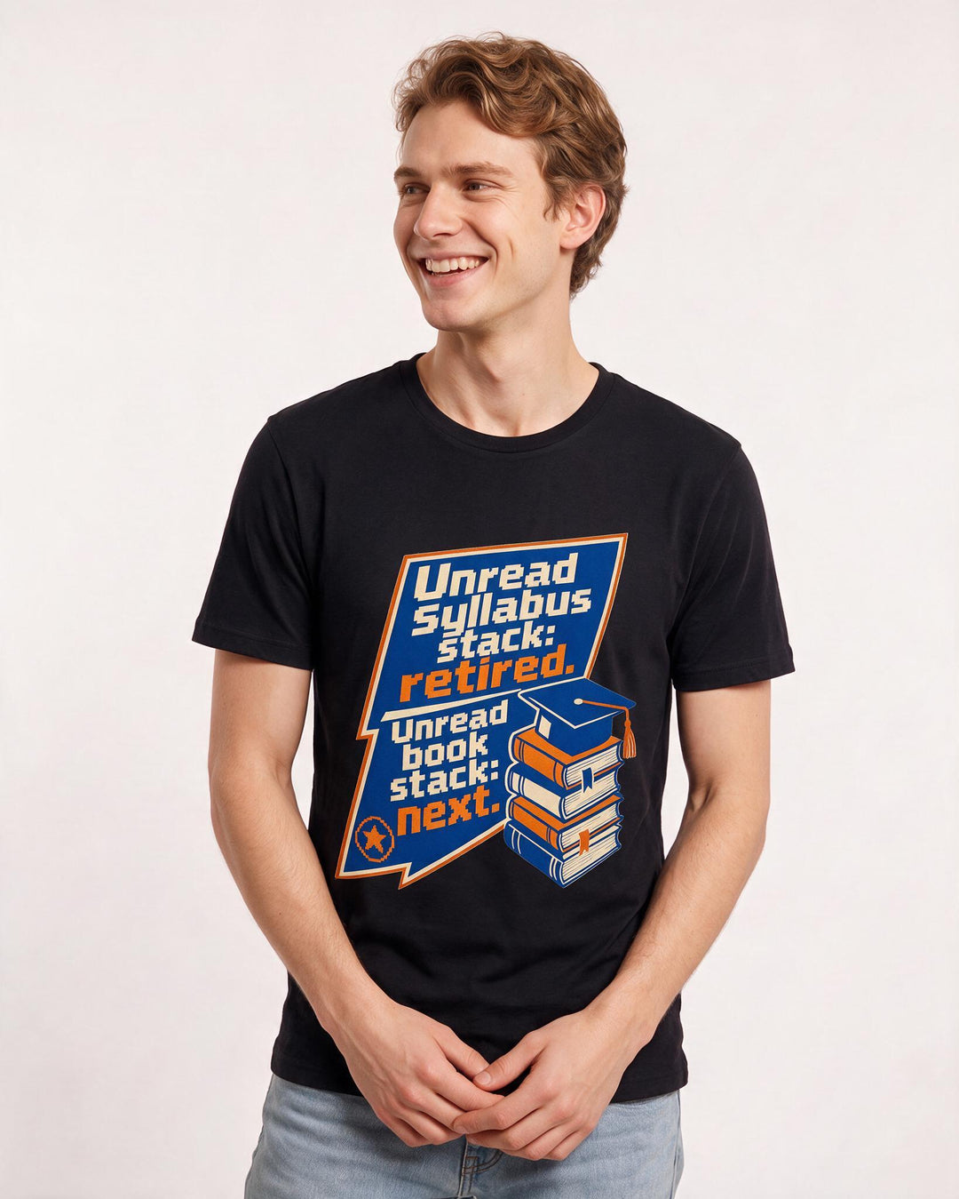 Graduation Gift Men's Black T-Shirt - Unread syllabus stack: retired. product image 3