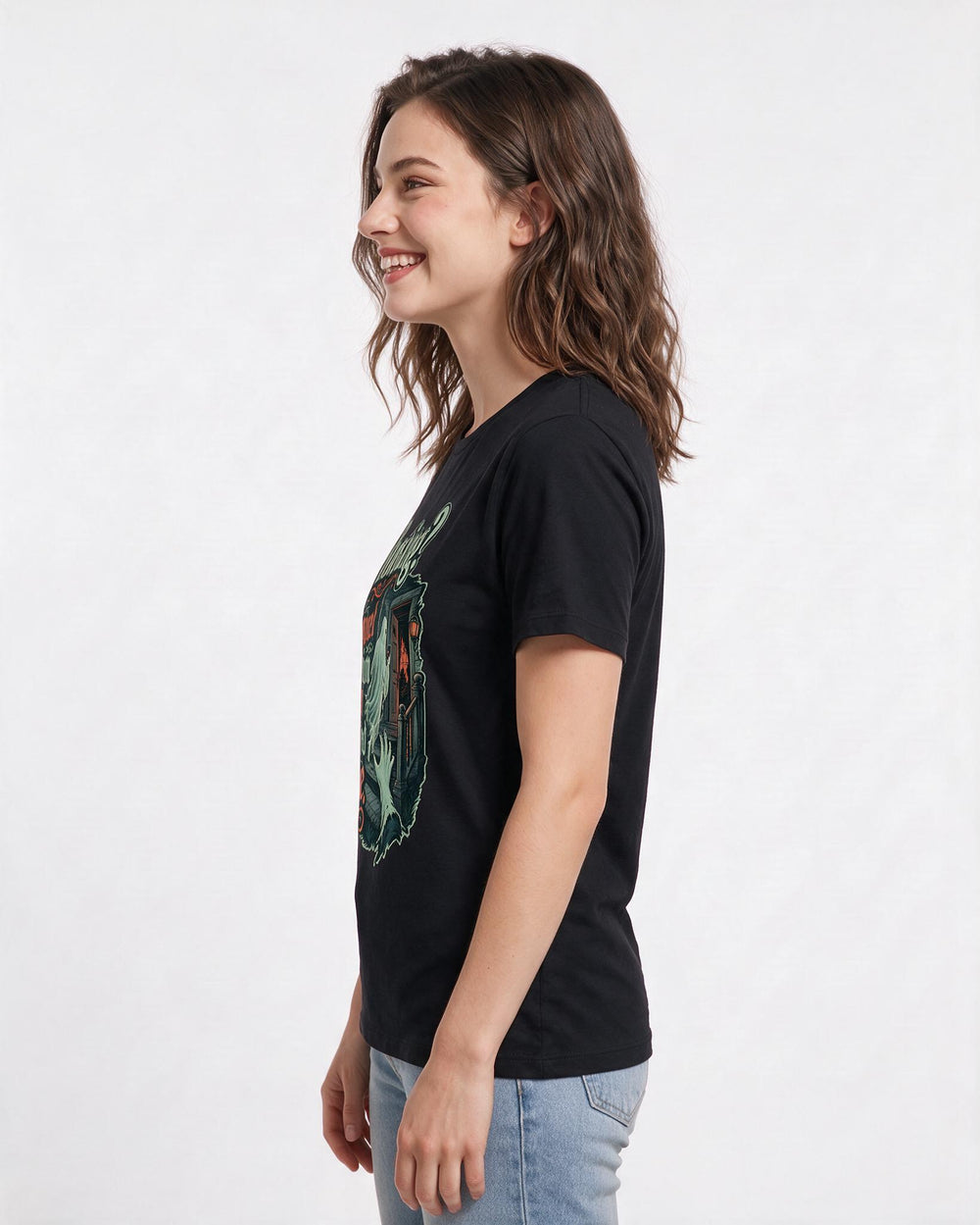 Halloween Black T-Shirt for Women – Halloween Theme Graphic Tee product image 2
