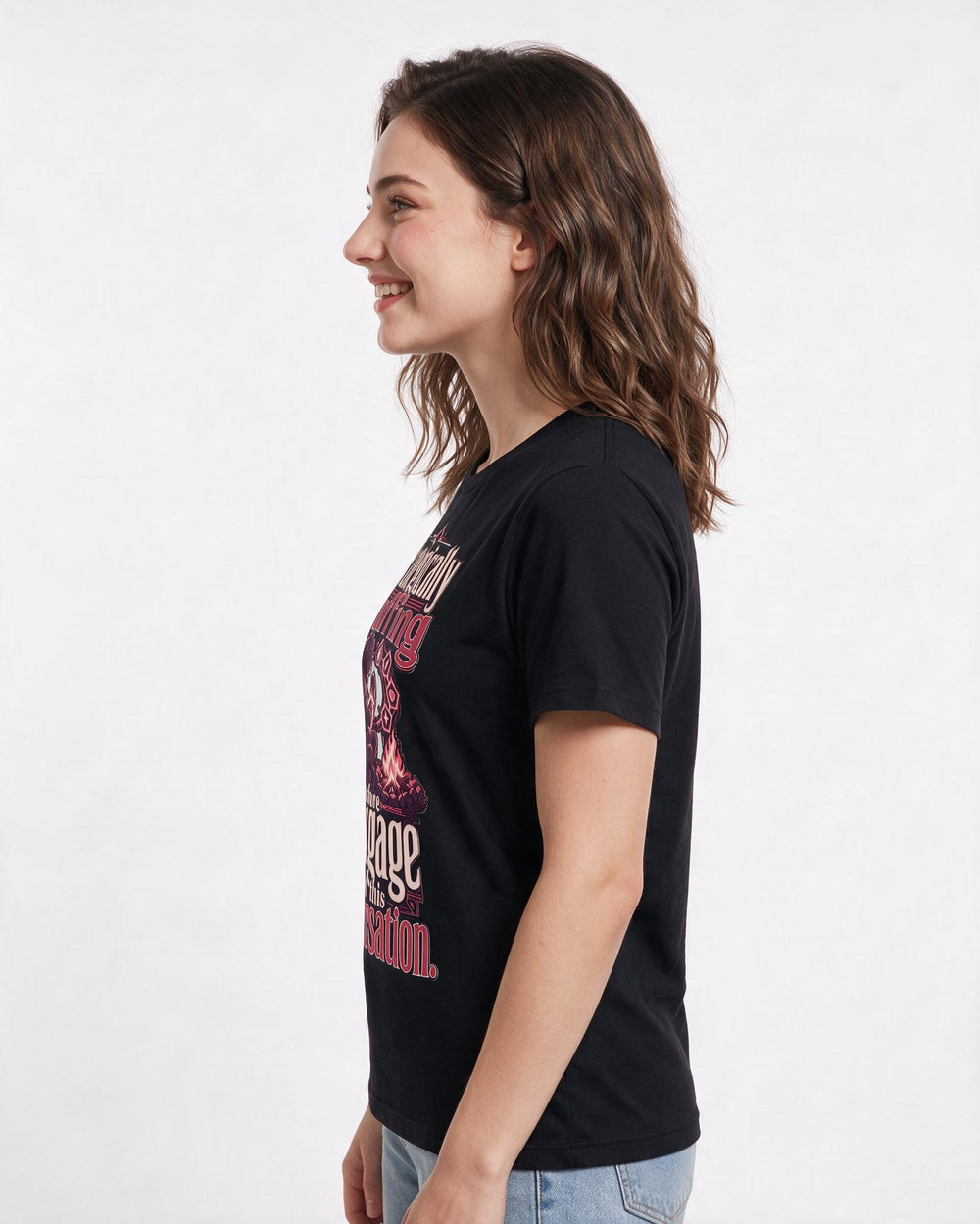Gaming Women's Black T-Shirt – Strategically buffing before I engage with this conversation. product image 2