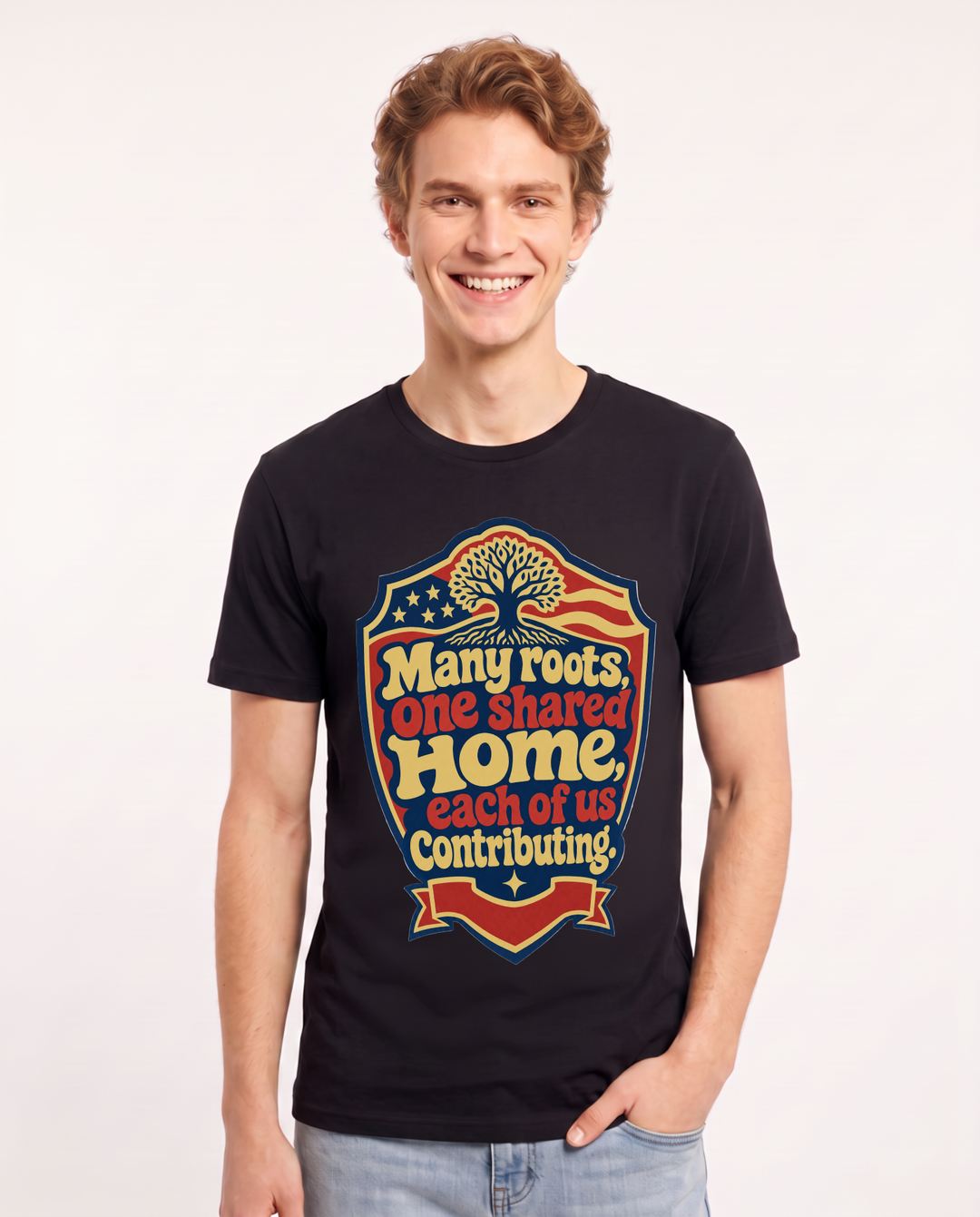 Many roots, one shared home, each of us contributing. - Men's Black T-Shirt product image 2
