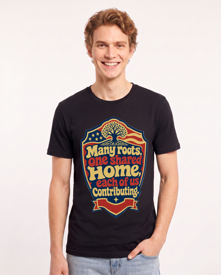 Many roots, one shared home, each of us contributing. - Men's Black T-Shirt product image 2