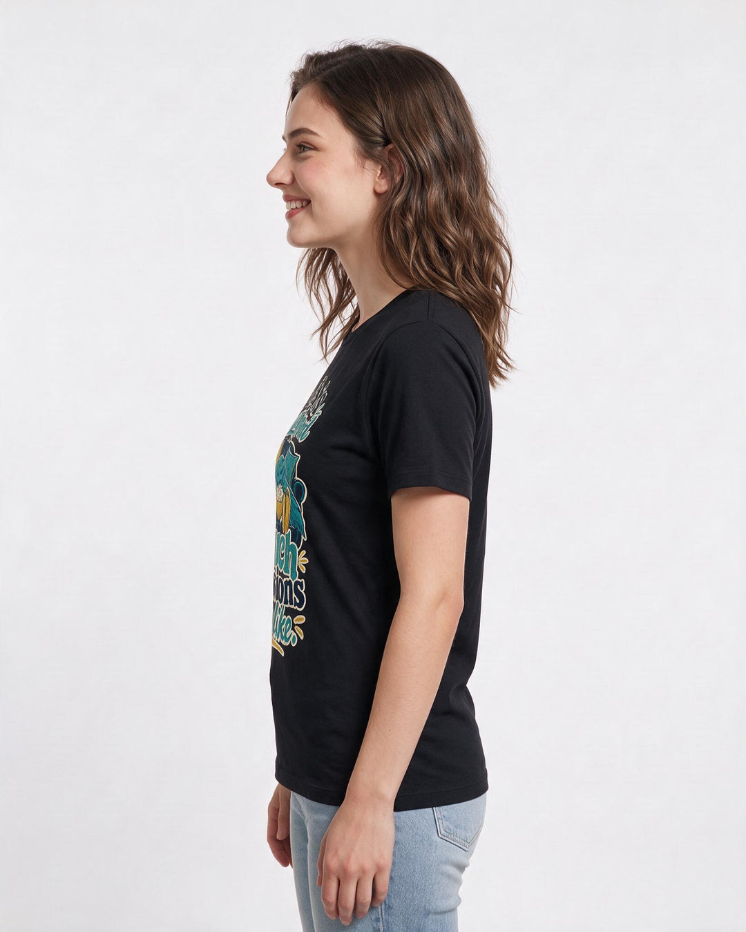 Couples Black T-Shirt for Women – Everyday Expression Graphic Tee product image 2
