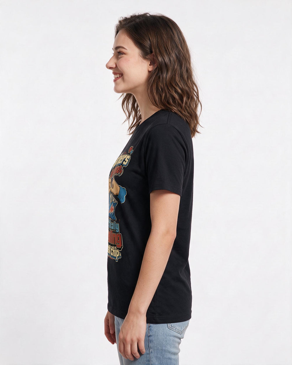 Couples Black T-Shirt for Women – Everyday Expression Graphic Tee product image 2