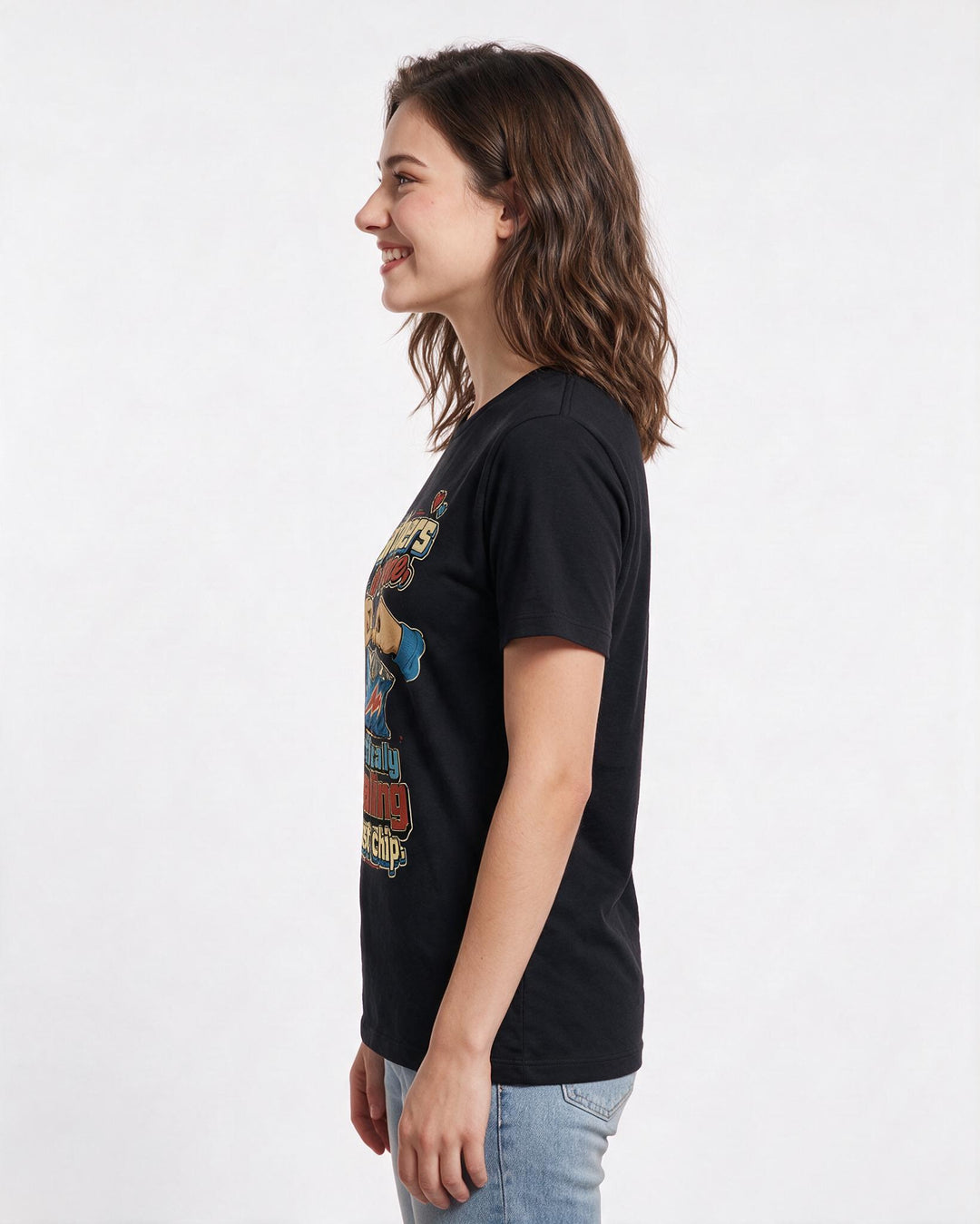 Couples Black T-Shirt for Women – Everyday Expression Graphic Tee product image 2