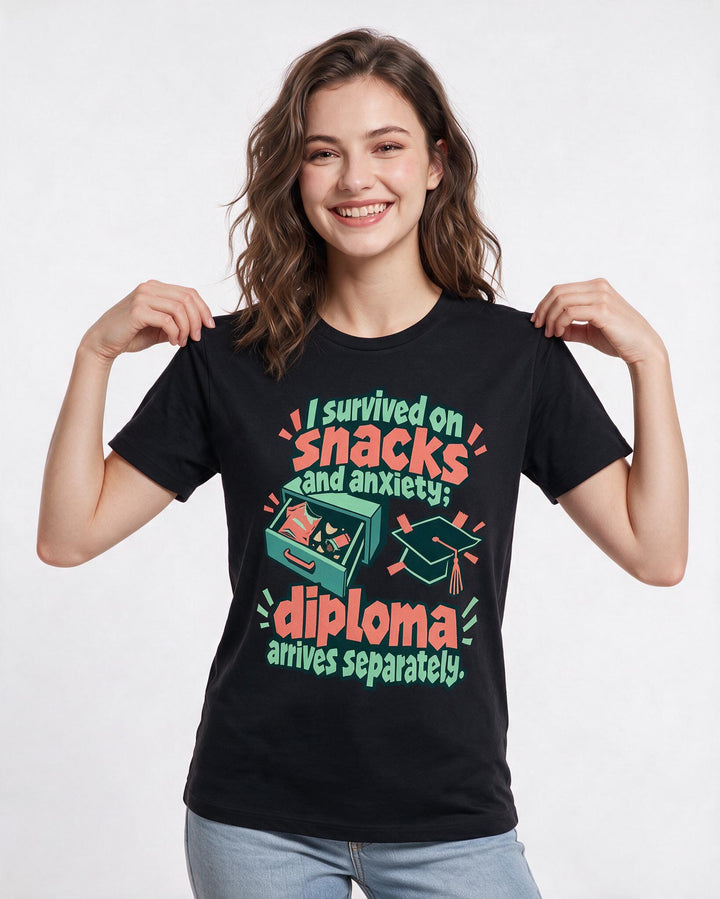 Graduation Black T-Shirt for Women – Everyday Expression Graphic Tee product image 1