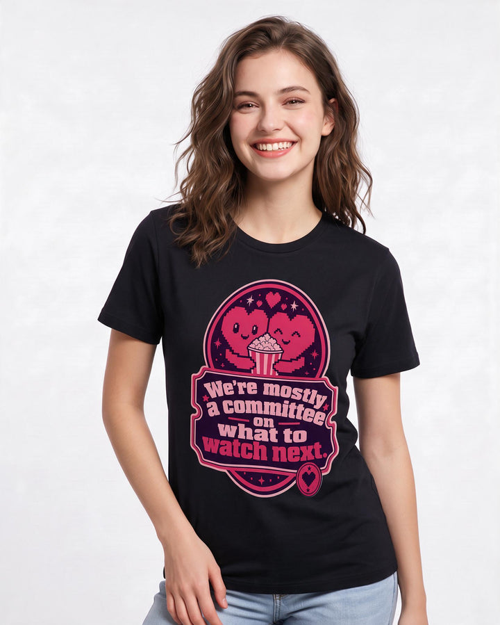 Couples Women's Black T-Shirt - We're mostly a committee on what to product image 3