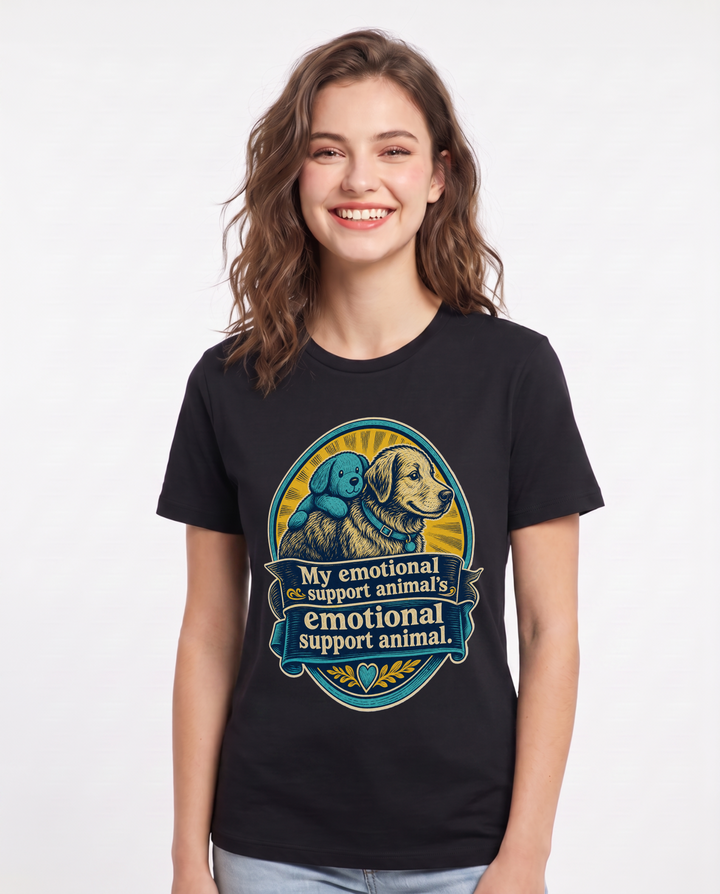 Funny Cat Lover Women's Black T-Shirt – My emotional support animal's product image 1