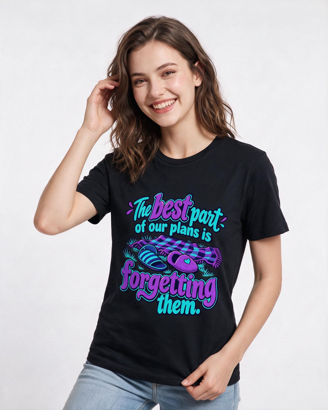 Couples Black T-Shirt for Women – Everyday Expression Graphic Tee product image 1