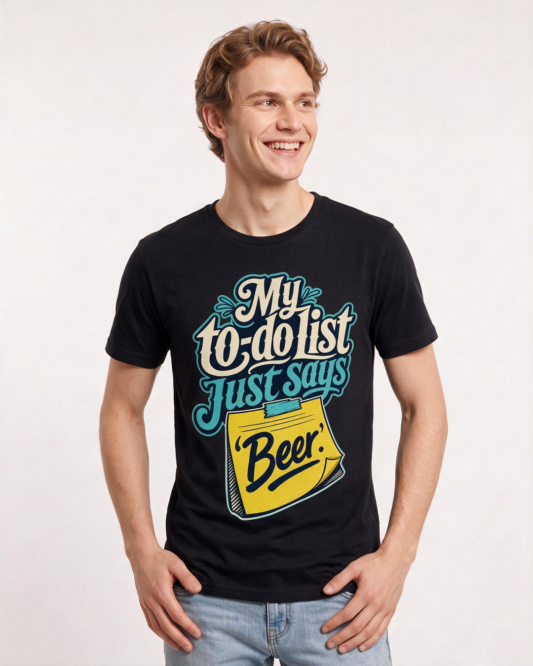 Beer Men's Black T-Shirt – My to-do list just says 'Beer.' product image 3