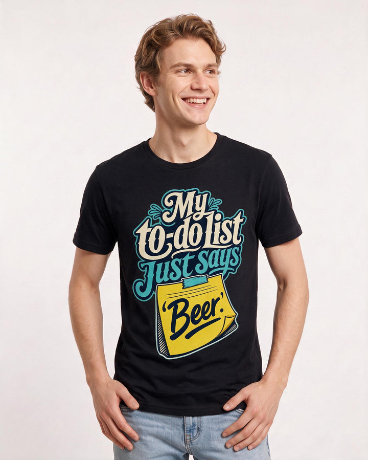 Beer Men's Black T-Shirt – My to-do list just says 'Beer.' product image 3