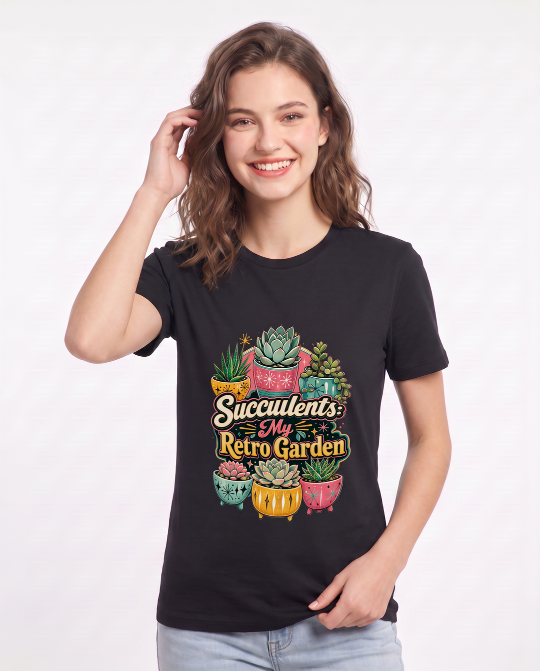 Succulents: My Retro Garden Women's Black T-Shirt product image 1