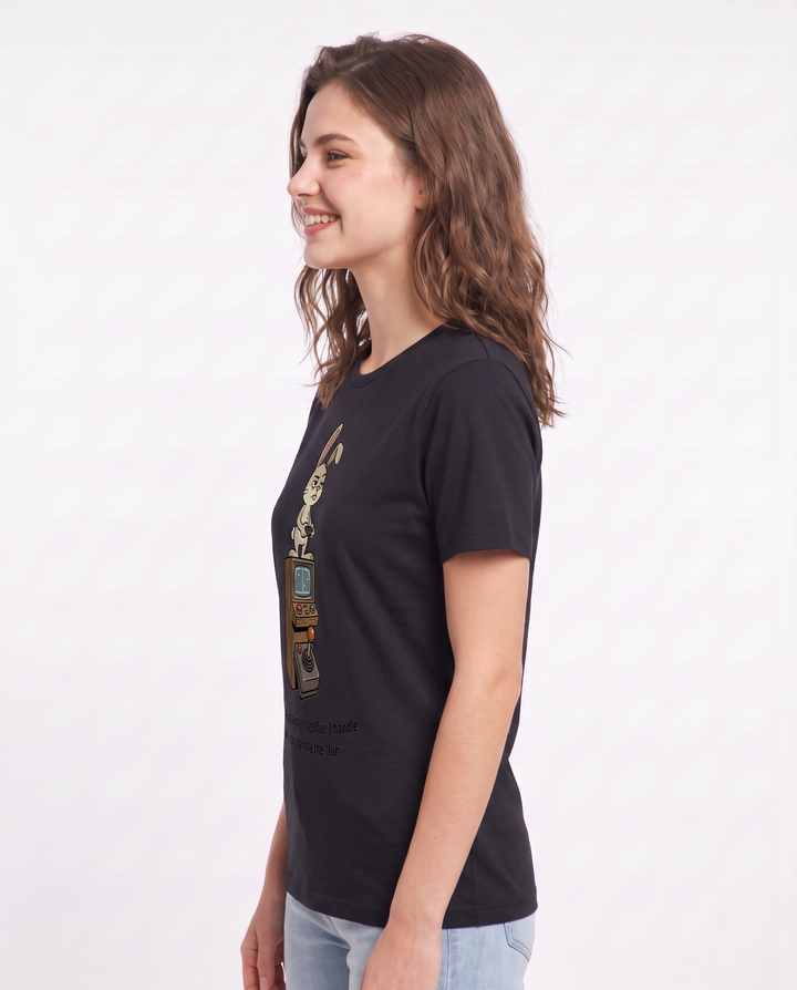 You say we’re playing together; I handle the menus, you handle the "fun". Women's Black T-Shirt product image 3