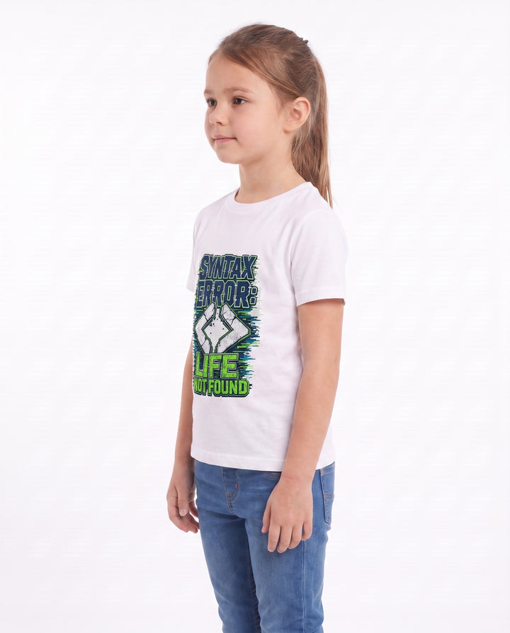 Syntax Error: Life Not Found White T-Shirt mockup 2