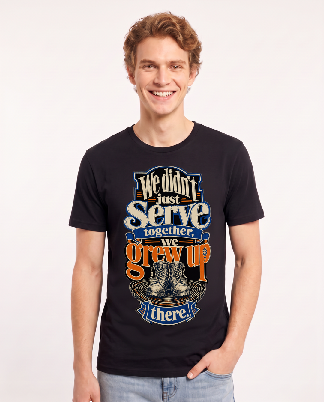 Veteran Men's Black T-Shirt – We didn't just serve together, we grew up there. product image 1