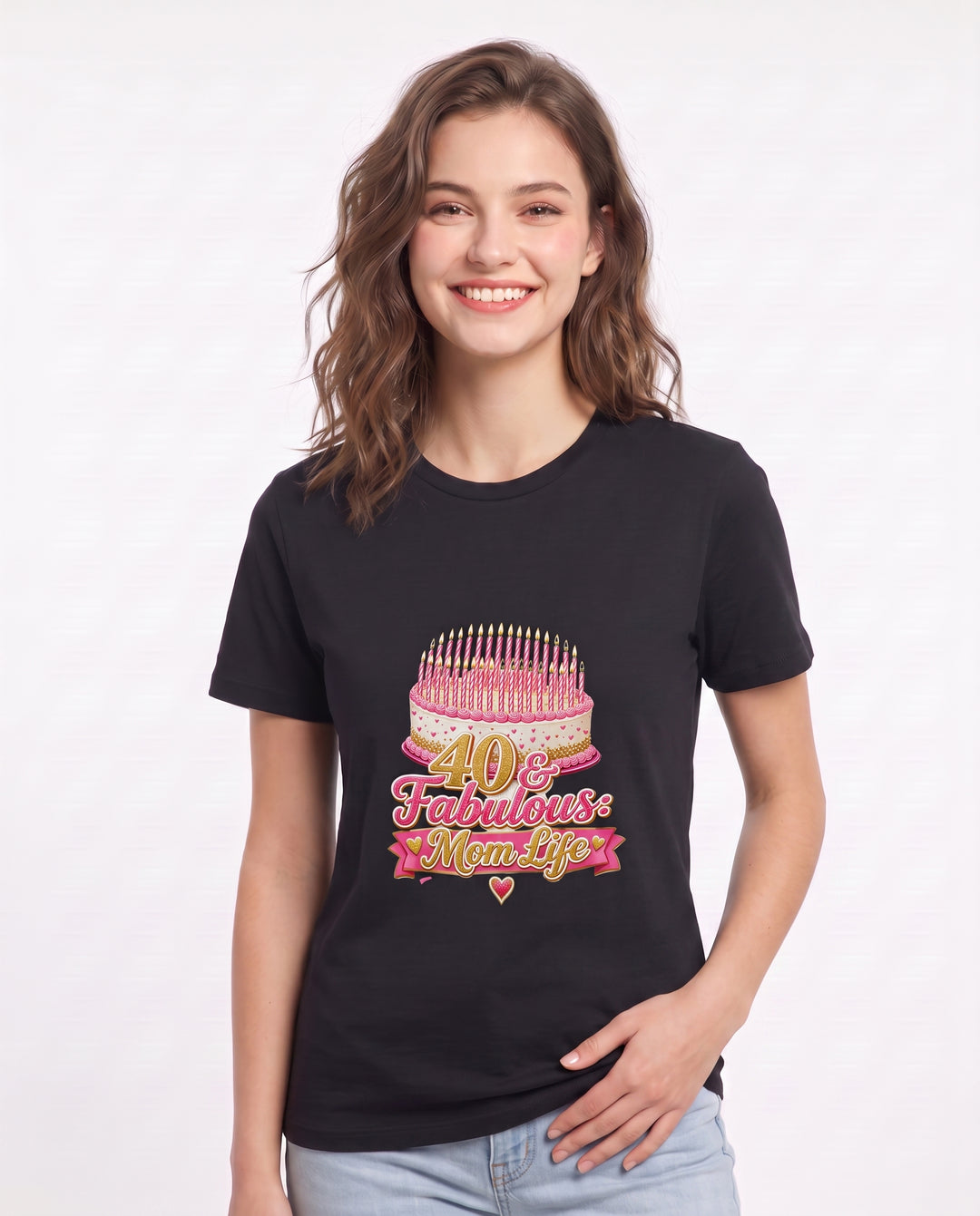 40 & Fabulous: Mom Life Women's Black T-Shirt product image 1