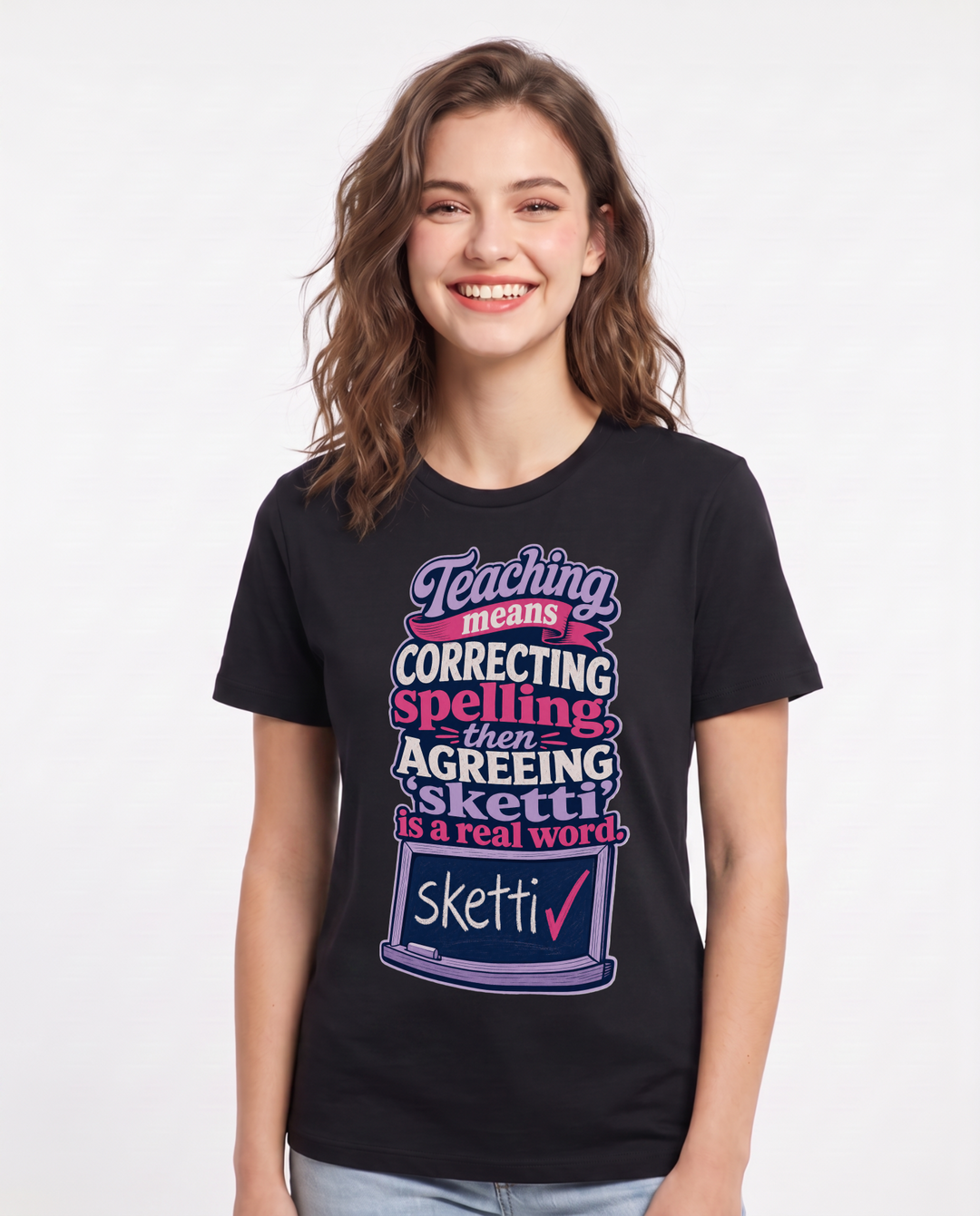 Teacher Black T-Shirt for Women – Everyday Expression Graphic Tee product image 1
