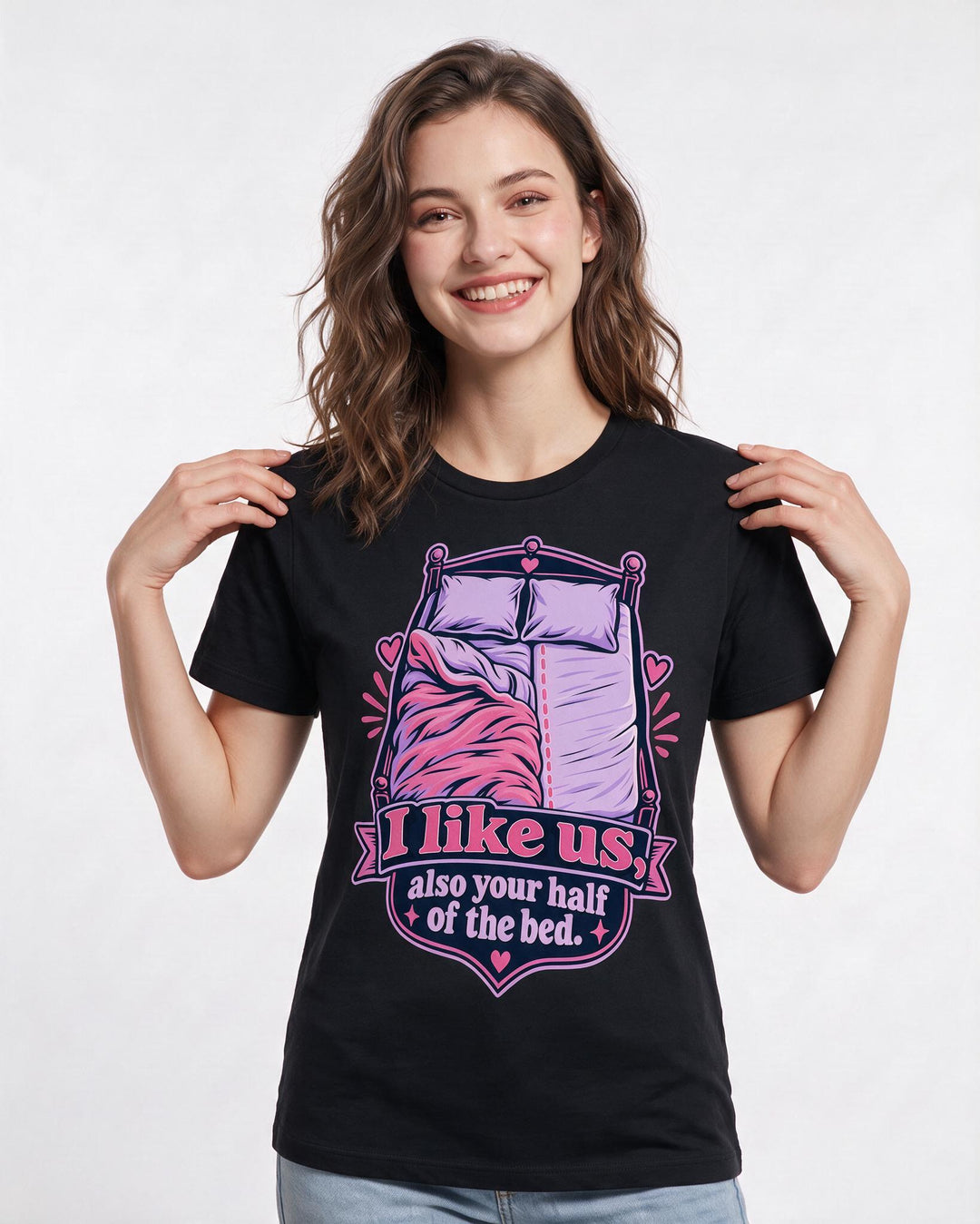 Couples Black T-Shirt for Women – Everyday Expression Graphic Tee product image 1