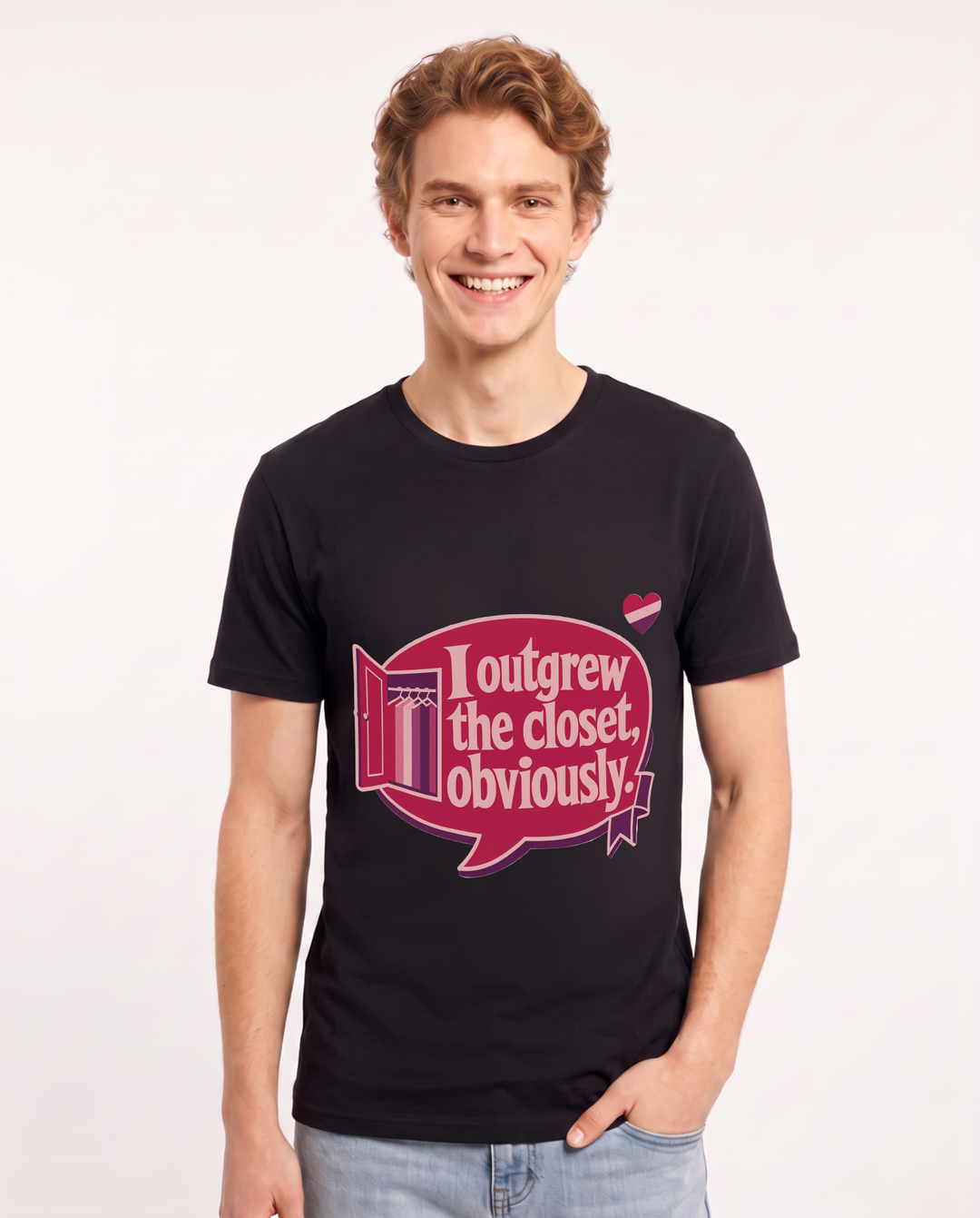 Graphic Men's Black T-Shirt - I outgrew the closet, obviously. product image 1