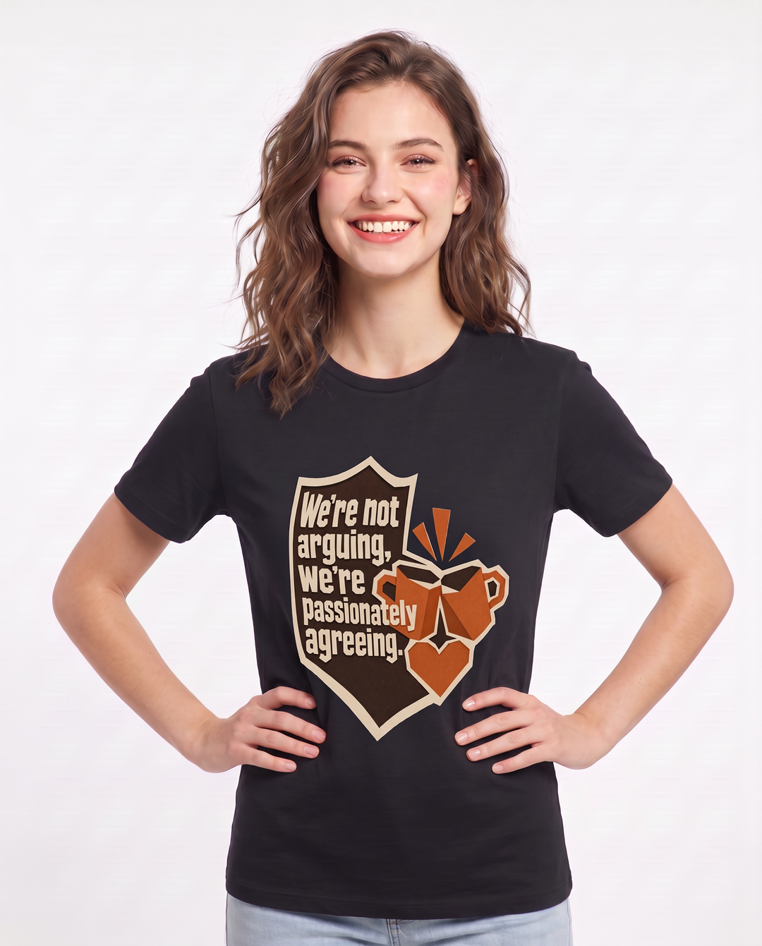 Couples Women's Black T-Shirt - We're not arguing, we're passionately product image 3