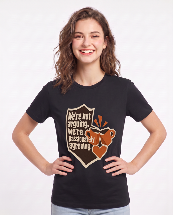 Couples Women's Black T-Shirt - We're not arguing, we're passionately product image 3
