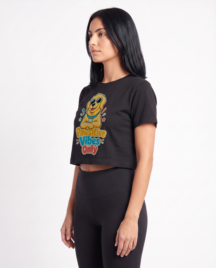Pawsitive Vibes Only Crop Top mockup 2
