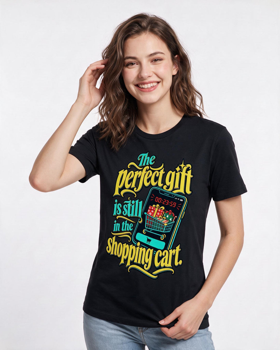 Christmas Black T-Shirt for Women – Holiday Theme Graphic Tee product image 1