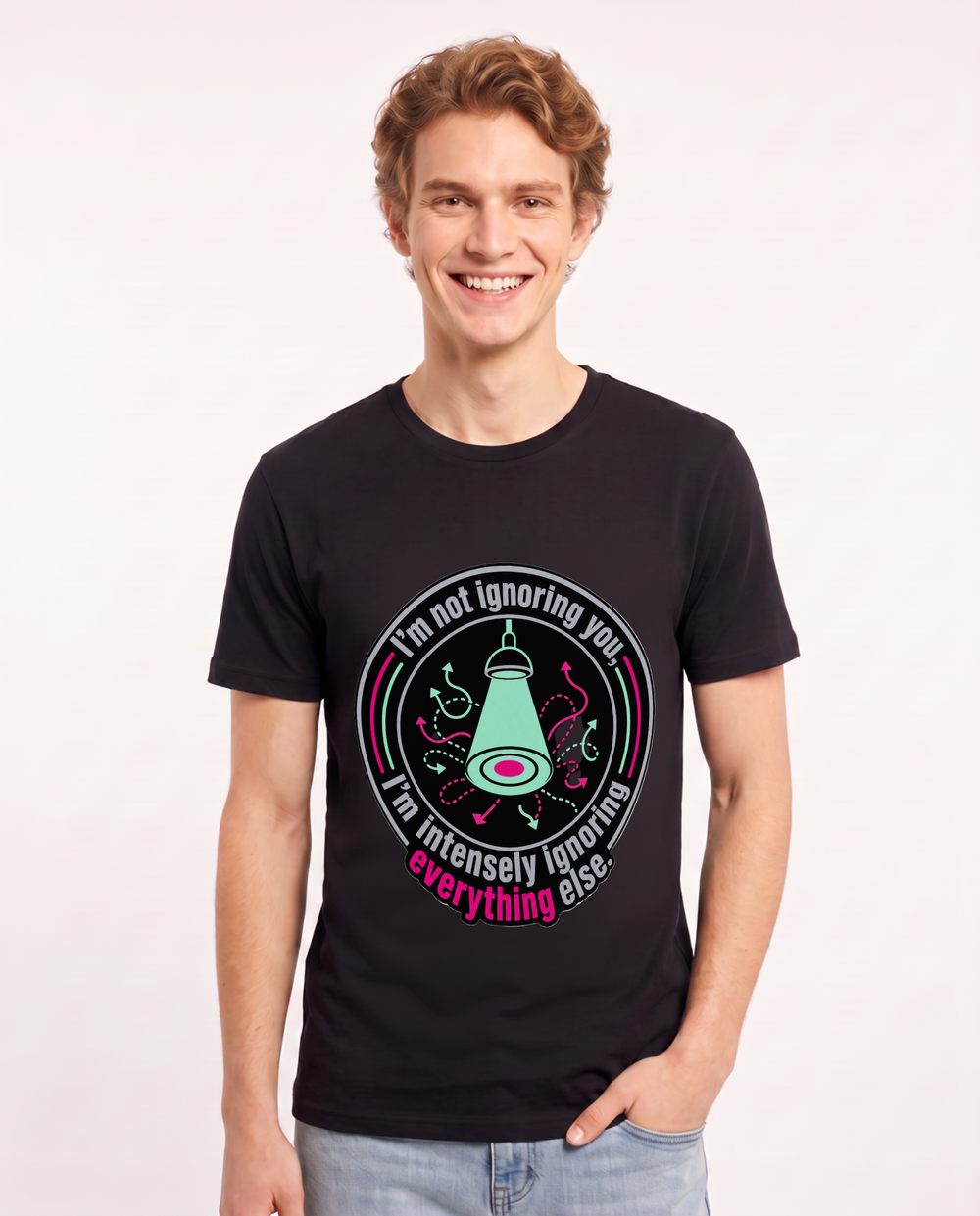 I'm not ignoring you, I'm intensely ignoring everything else. Men's Black T-Shirt product image 2