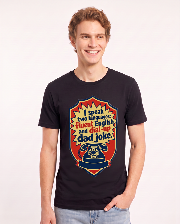 Graphic Men's Black T-Shirt - I speak two languages: fluent English product image 3