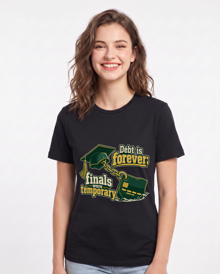 Graduation Black T-Shirt for Women – Everyday Expression Graphic Tee product image 3