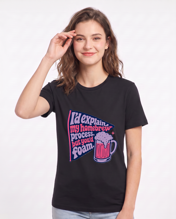 Funny Beer Women's Black T-Shirt - I'd explain my homebrew process, product image 3