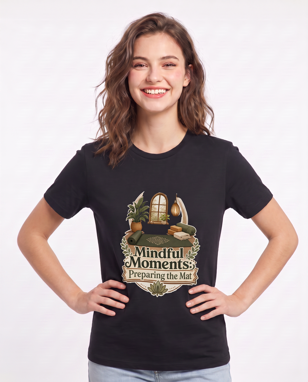 Mindful Moments: Preparing the Mat Women's Black T-Shirt product image 1