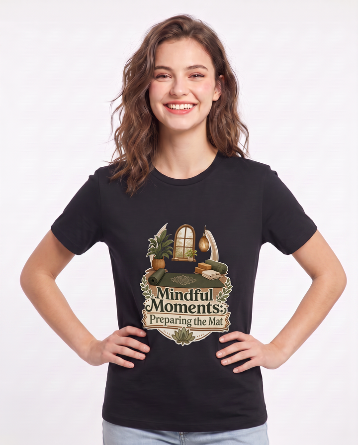 Mindful Moments: Preparing the Mat Women's Black T-Shirt product image 1