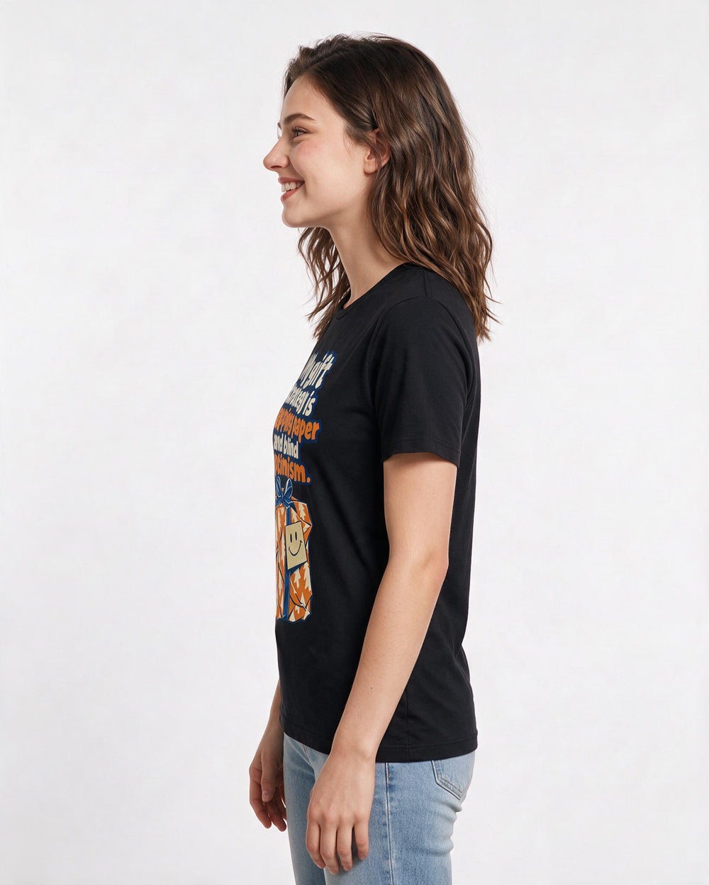 Christmas Black T-Shirt for Women – Holiday Theme Graphic Tee product image 2