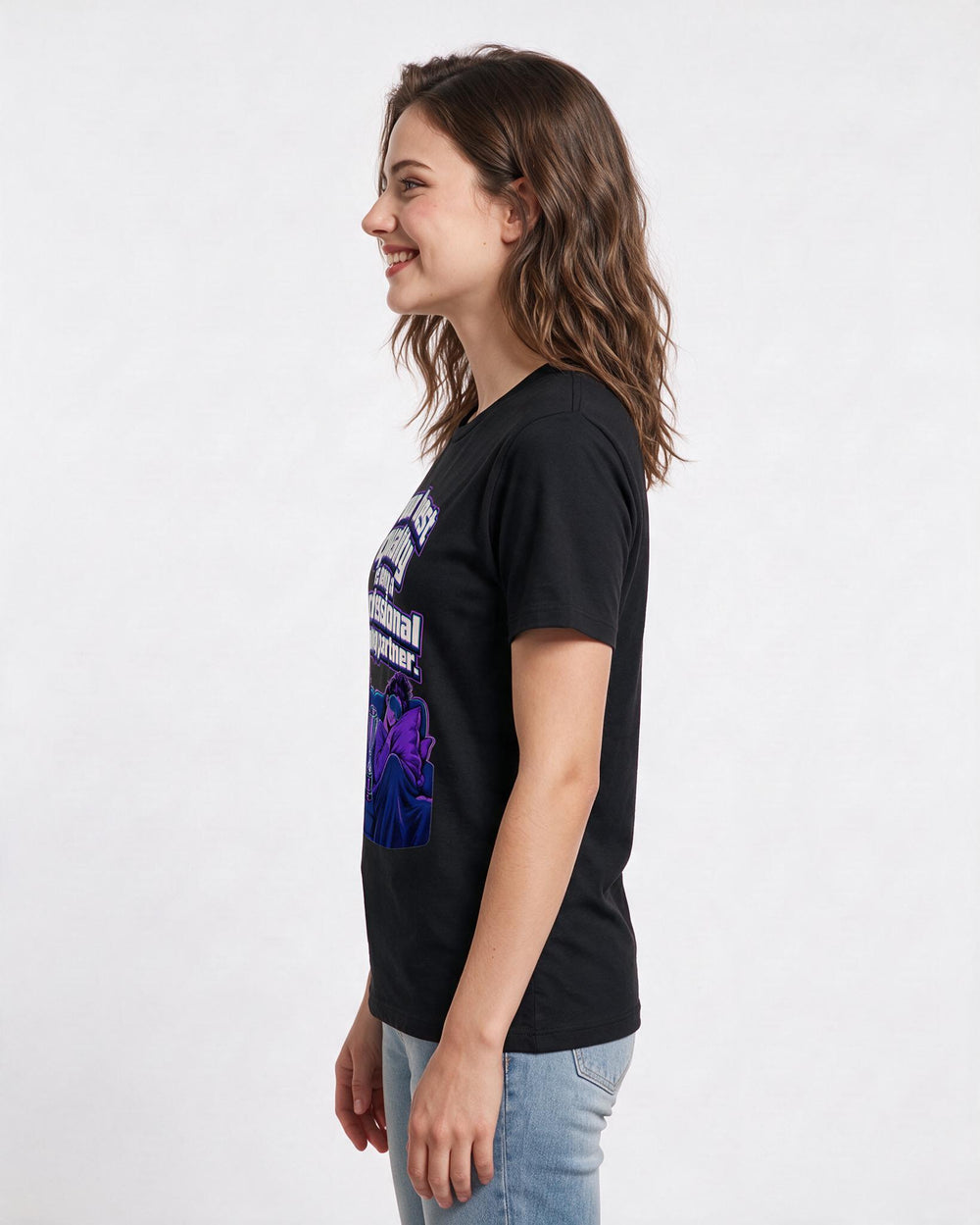 Couples Women's Black T-Shirt – Your best quality is being a professional napping partner. product image 2