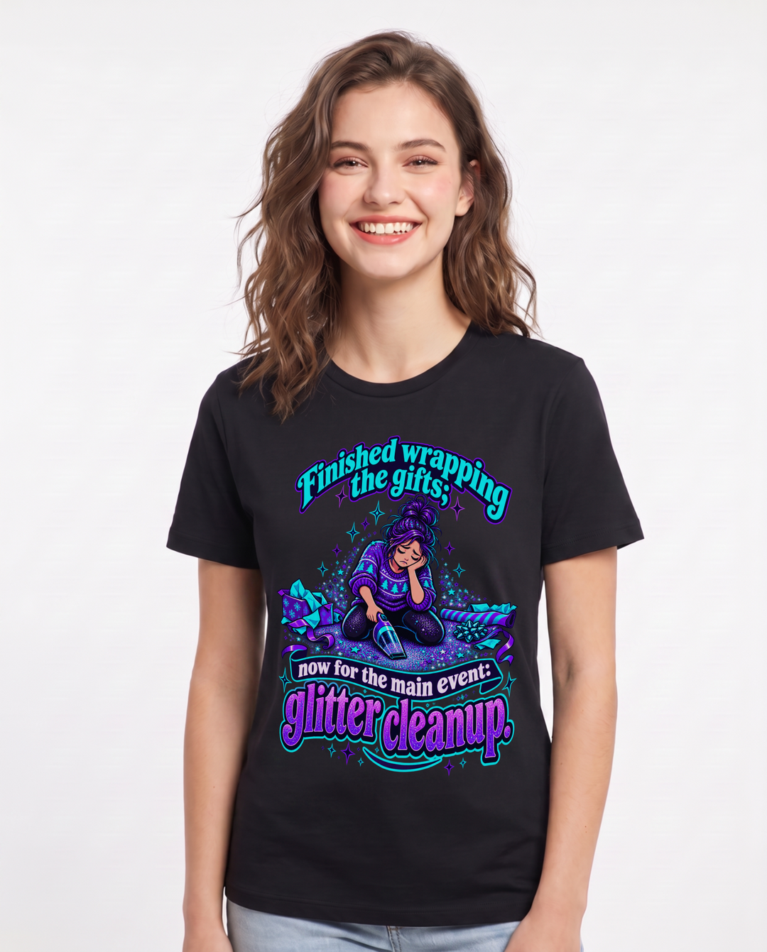 Christmas Black T-Shirt for Women – Holiday Theme Graphic Tee product image 3