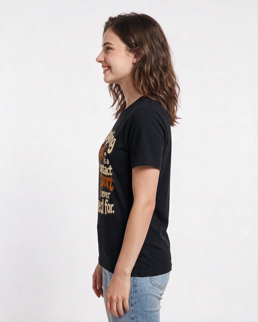 Funny Christmas Women's Black T-Shirt – Untangling lights is a contact sport I product image 2