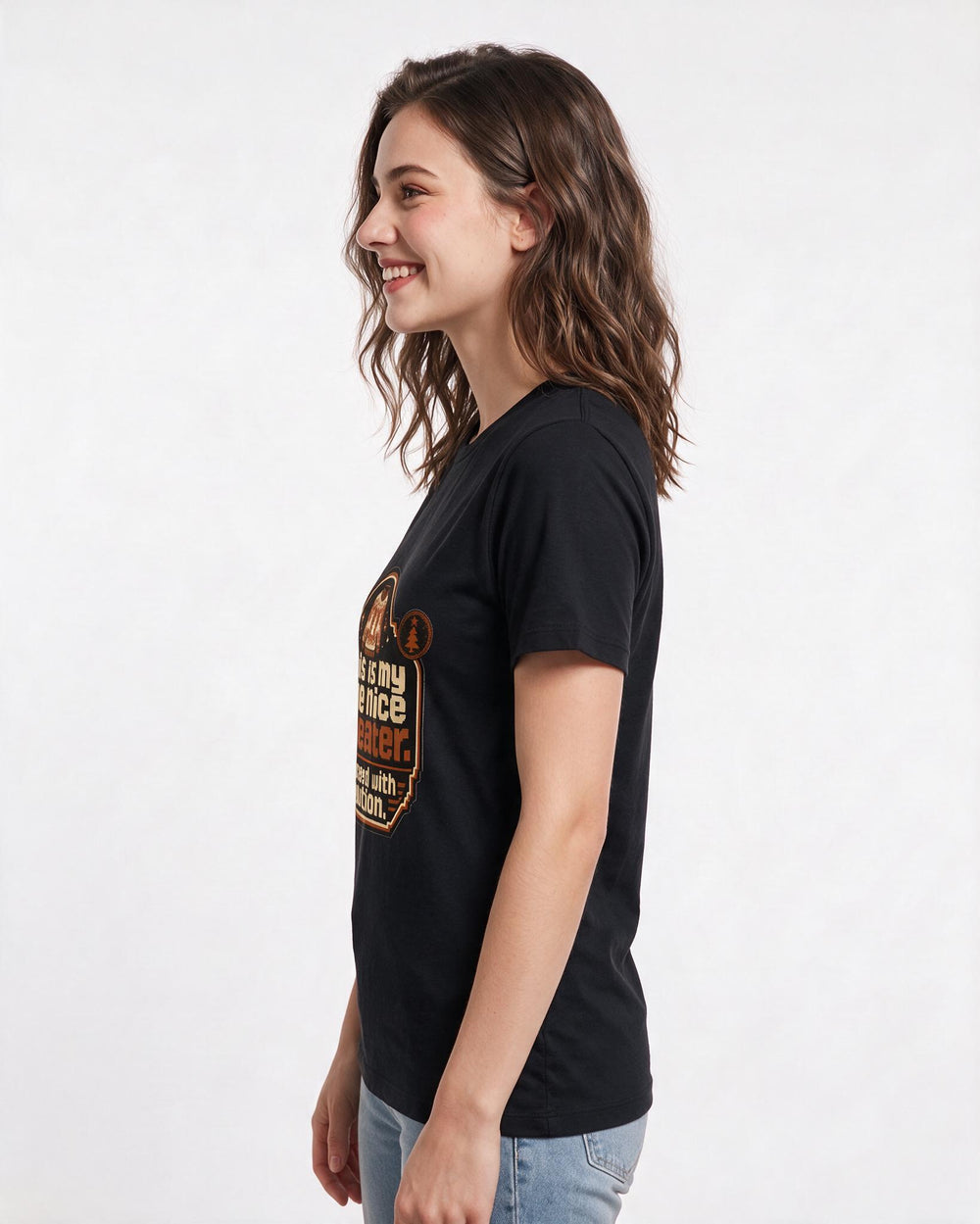 Christmas Women's Black T-Shirt - This is my one nice sweater. Proceed product image 2