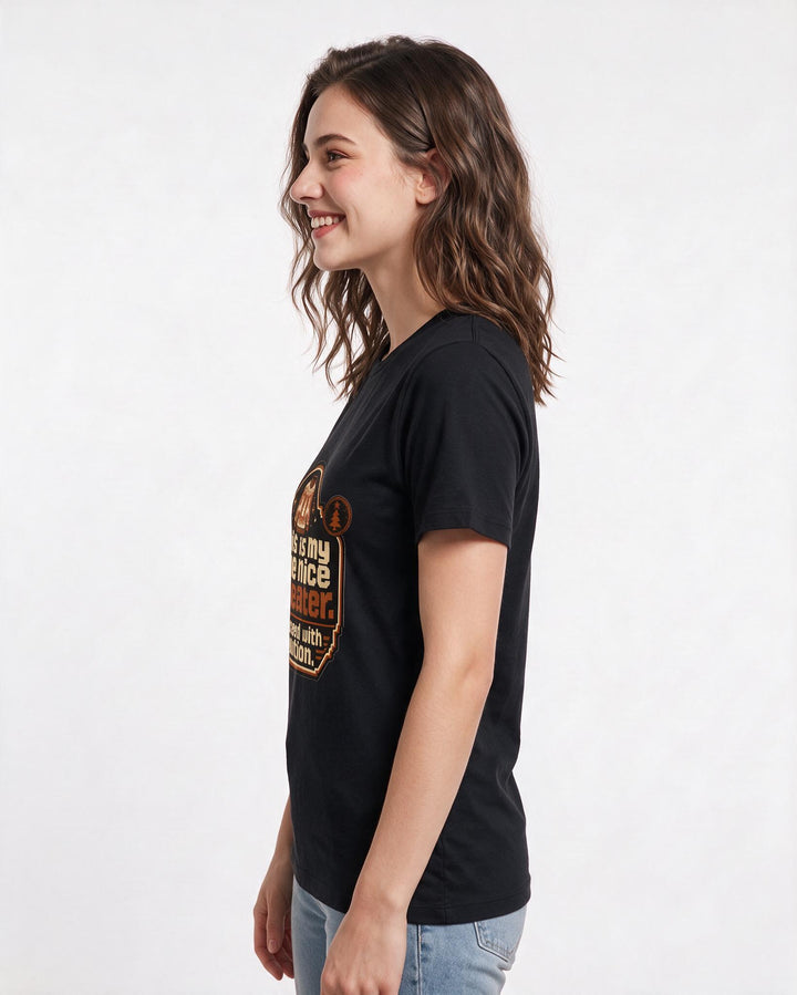 Christmas Women's Black T-Shirt - This is my one nice sweater. Proceed product image 2